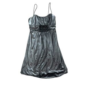 Jessica Mcclintock vintage Silver Grey bubble hem party prom Dress Size 10
